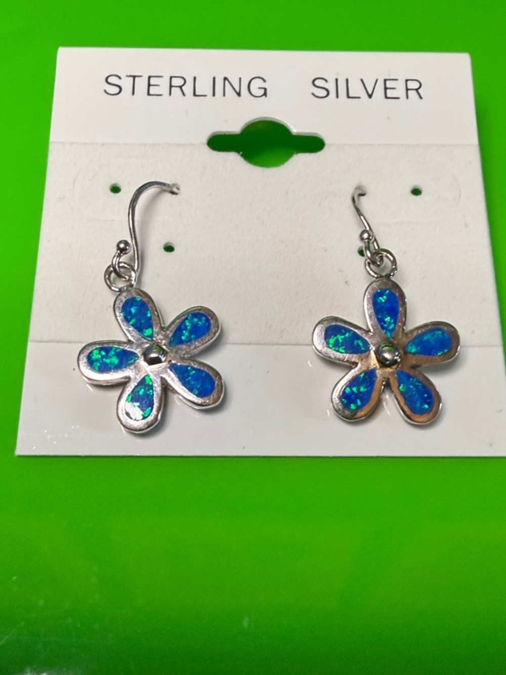 Sterling silver fire opal flower earrings